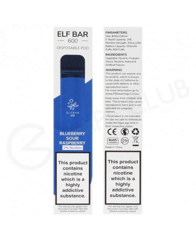 Blueberry Sour Raspberry Elf Bar Disposable Vape