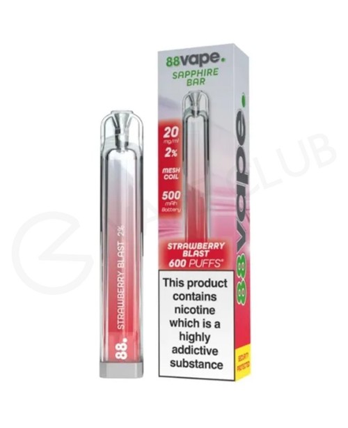 Strawberry Blast 88Vape Sapphire Bar Disposable Va...