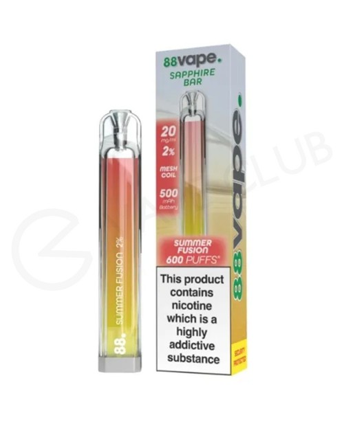 Summer Fusion 88Vape Sapphire Bar Disposable Vape