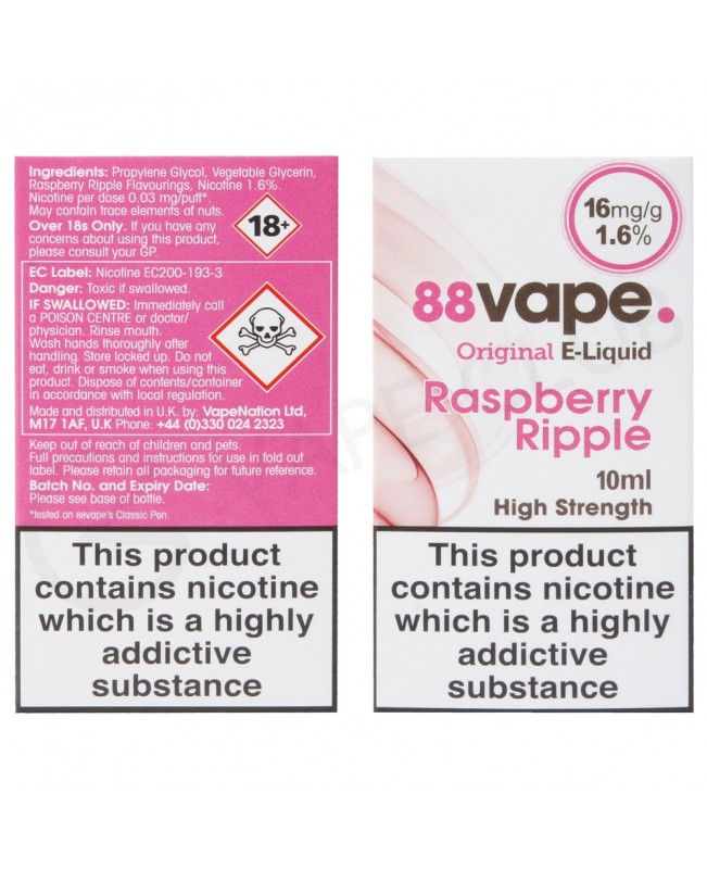 Raspberry Ripple E-Liquid by 88Vape Any Tank