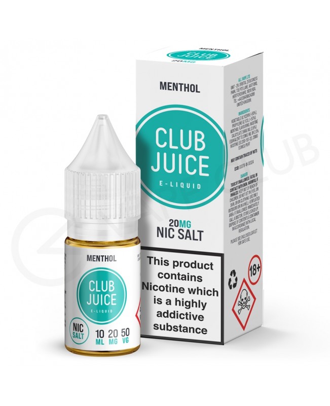 Menthol Nic Salt E-Liquid by Club Juice