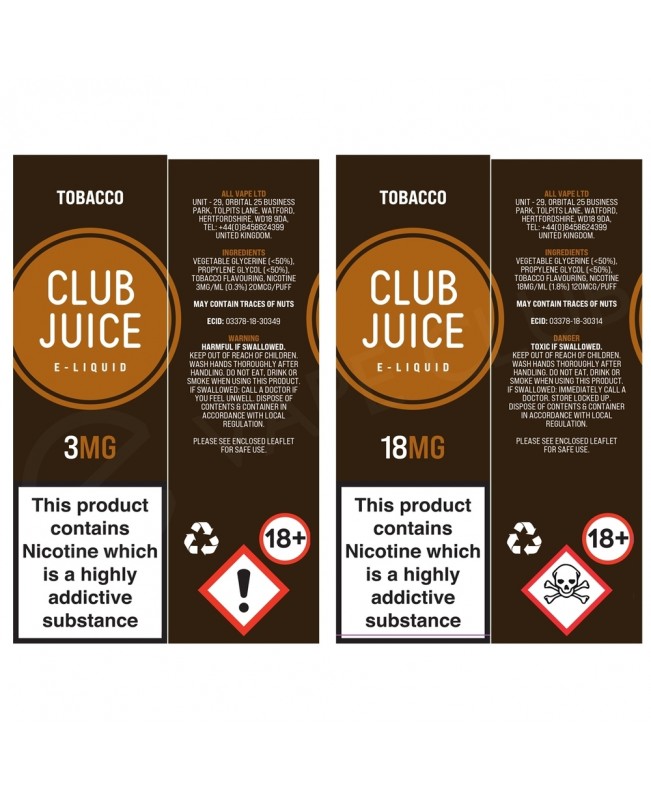 Tobacco E-Liquid by Club Juice 50/50