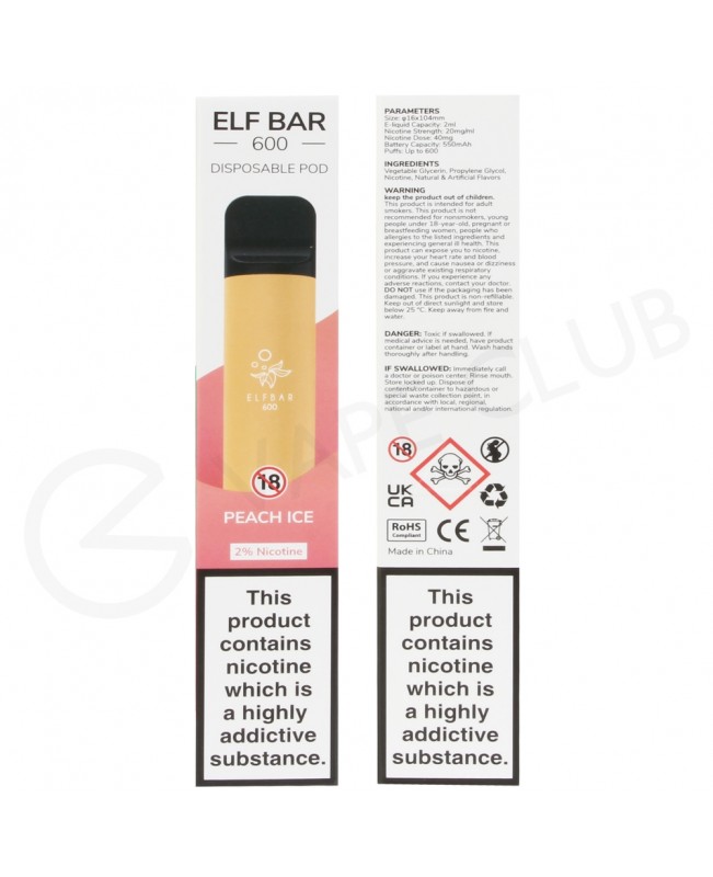 Peach Ice Elf Bar Disposable Vape