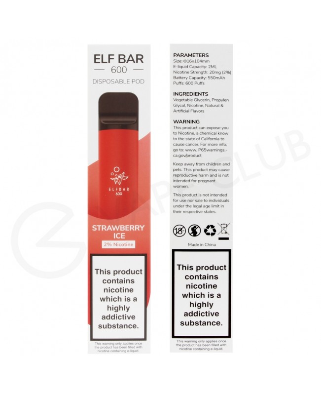 Strawberry Ice Elf Bar Disposable Vape