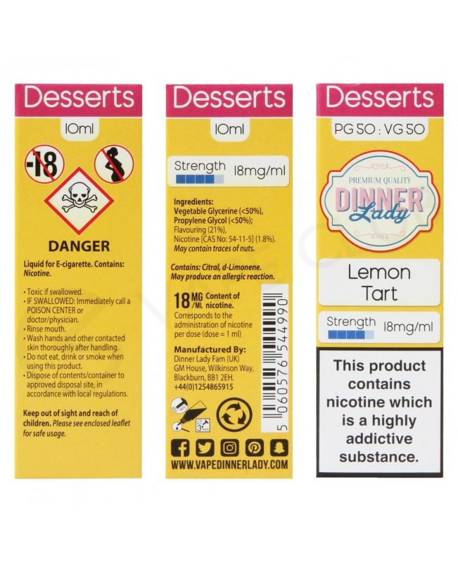 Lemon Tart E-Liquid by Dinner Lady 50/50