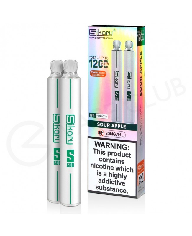 Sour Apple Sikary S600 Disposable Vape Twin Pack