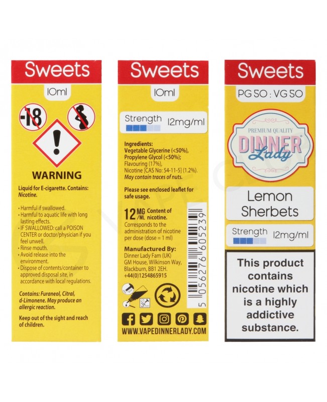 Lemon Sherbets E-Liquid by Dinner Lady 50/50