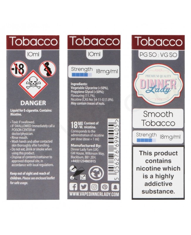 Smooth Tobacco E-Liquid by Dinner Lady 50/50