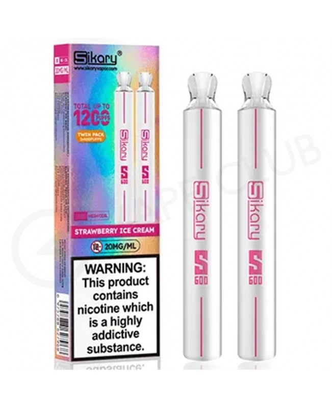 Strawberry Ice Cream Sikary S600 Disposable Vape Twin Pack