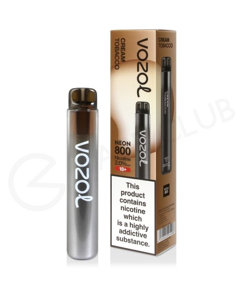 Cream Tobacco Vozol Bar Neon 800 Disposable Vape