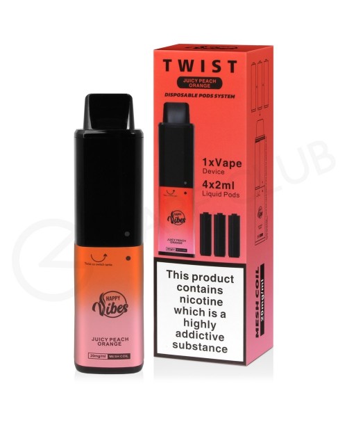 Juicy Peach Orange Happy Vibes Twist 2400 Disposab...