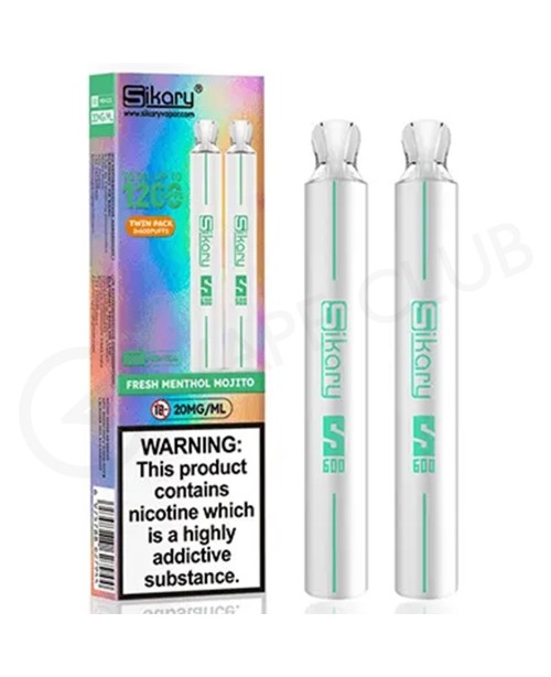 Fresh Menthol Mojito Sikary S600 Disposable Vape T...