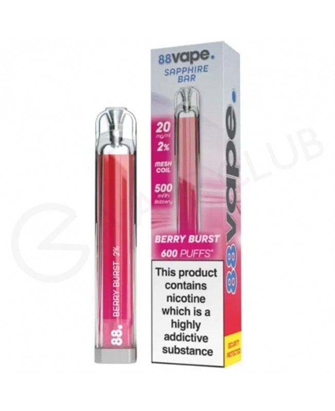 Berry Burst 88Vape Sapphire Bar Disposable Vape