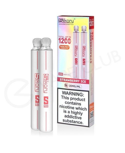 Strawberry Ice Sikary S600 Disposable Vape Twin Pa...