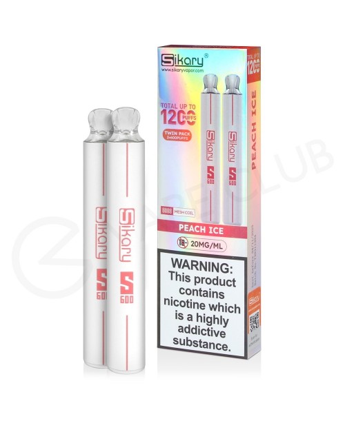 Peach Ice Sikary S600 Disposable Vape Twin Pack