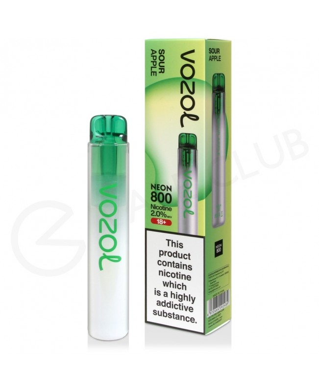 Sour Apple Vozol Bar Neon 800 Disposable Vape