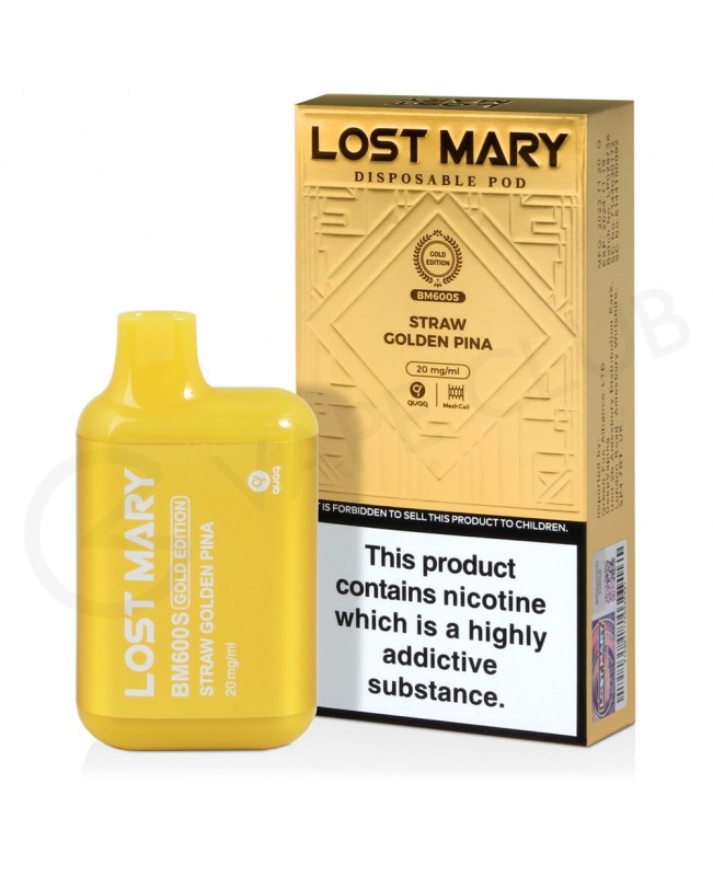 Straw Golden Pina Lost Mary BM600S Gold Edition Disposable Vape