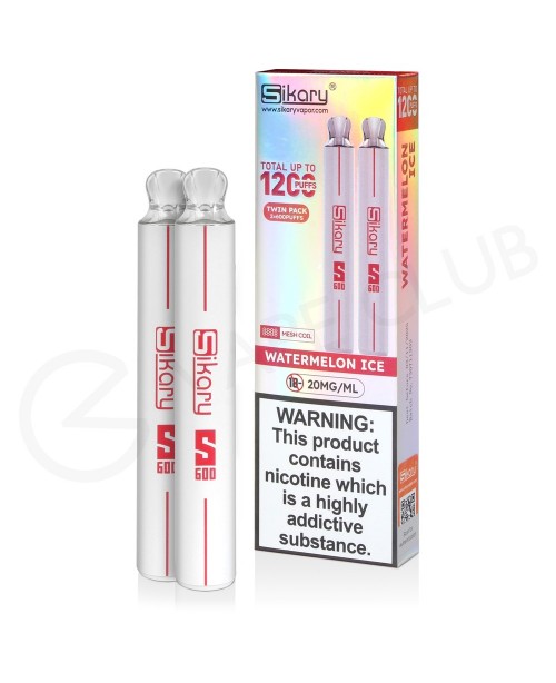 Watermelon Ice Sikary S600 Disposable Vape Twin Pa...