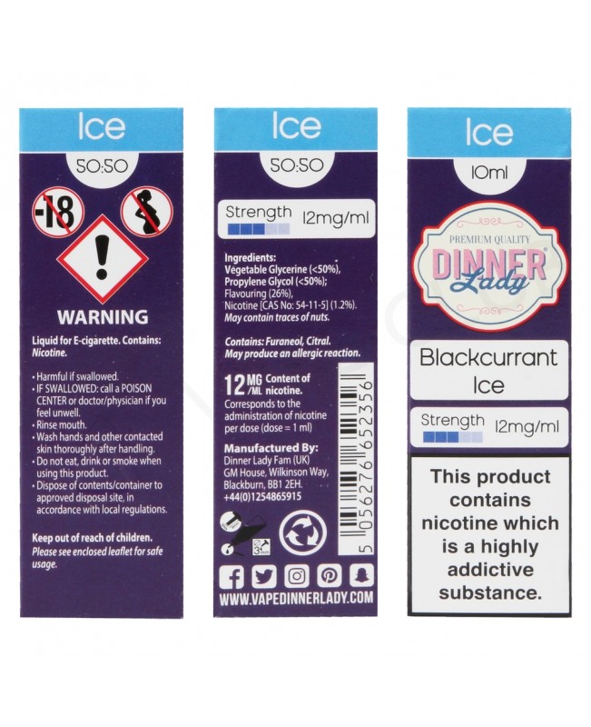 Blackcurrant Ice E-Liquid by Dinner Lady 50/50