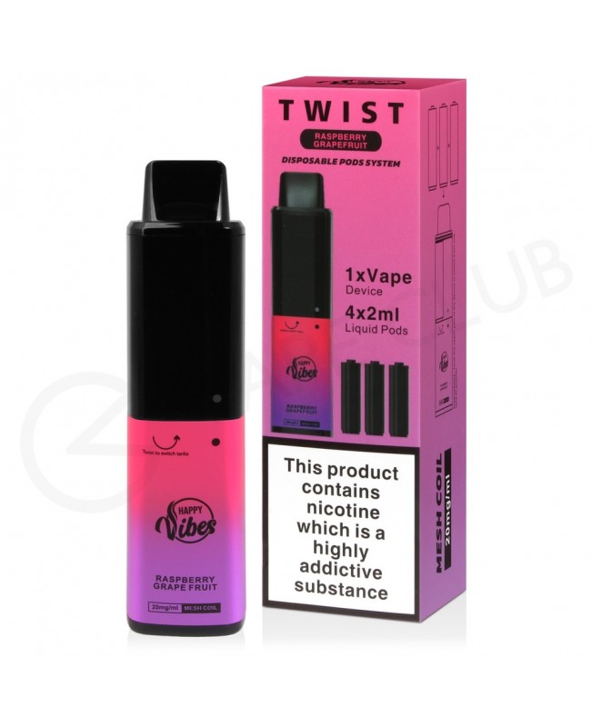 Raspberry Grapefruit Happy Vibes Twist 2400 Disposable Vape