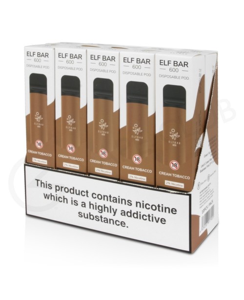 Elf Bar Snoow Tobacco 10 x Disposable Vape Multipa...