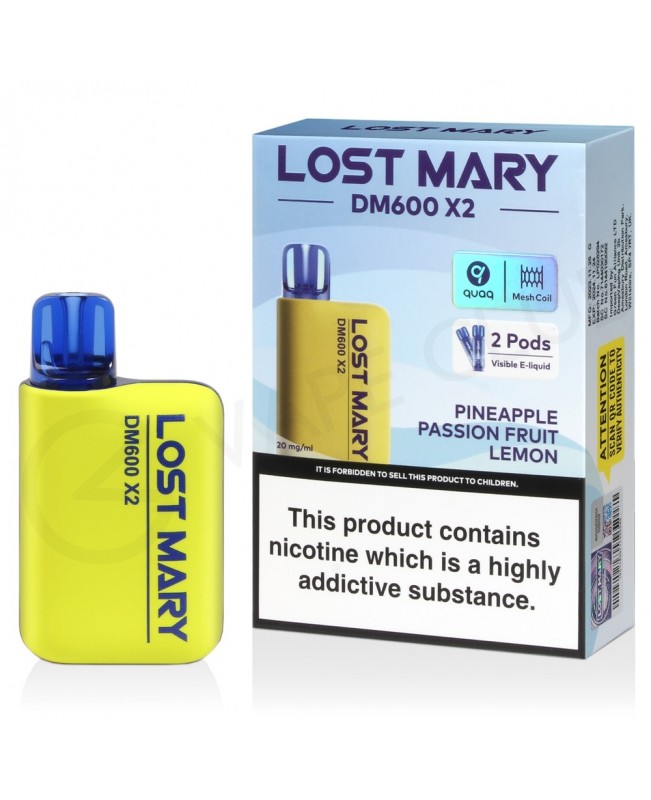 Pineapple Passion Fruit Lemon Lost Mary DM600 X2 Disposable Vape