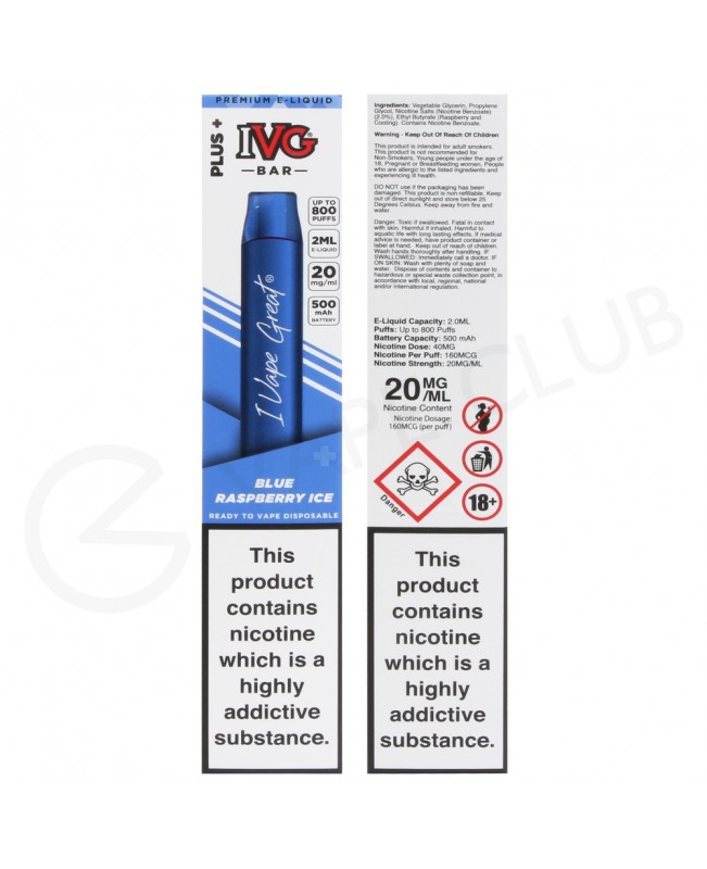 Blue Raspberry Ice IVG Bar Plus Disposable Vape