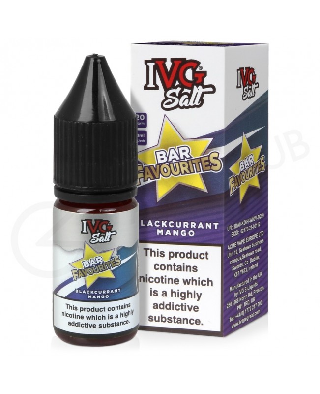 Blackcurrant Mango Nic Salt E-Liquid by Bar Salt Favourites