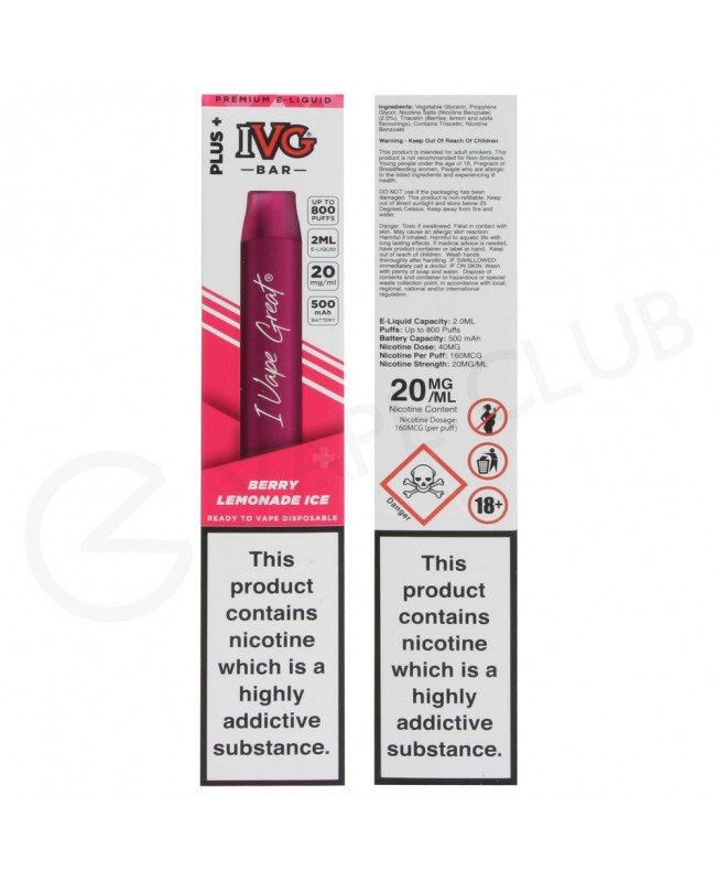 Berry Lemonade Ice IVG Bar Plus Disposable Vape