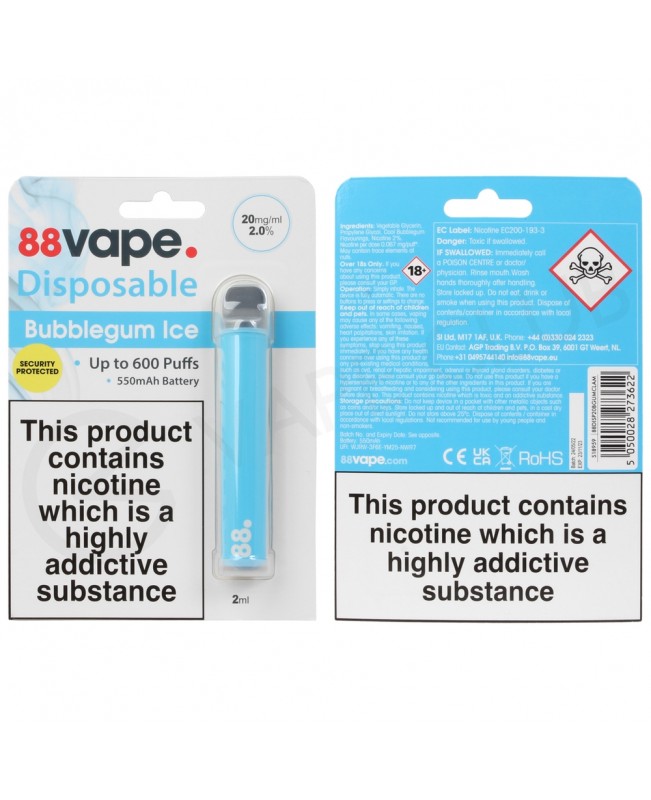 Bubblegum Ice 88Vape Disposable Device