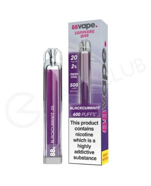 Blackcurrant 88Vape Sapphire Bar Disposable Vape