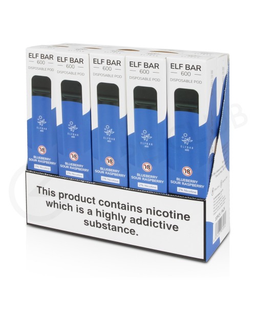 Elf Bar Blue Sour Raspberry 10 x Disposable Vape M...