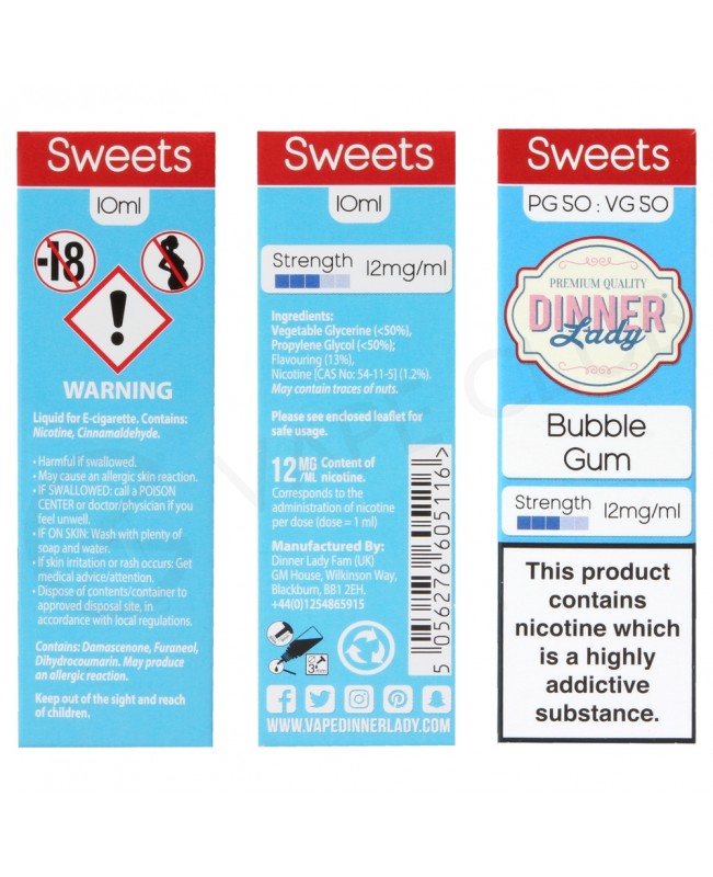 Bubblegum E-Liquid by Dinner Lady 50/50