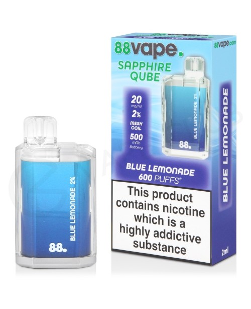 Blue Lemonade 88Vape Sapphire Qube Disposable Vape