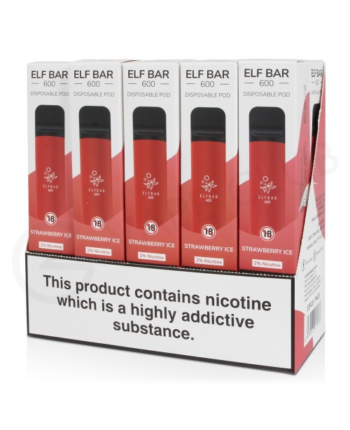 Elf Bar Strawberry Ice 10 x Disposable Vape Multip...