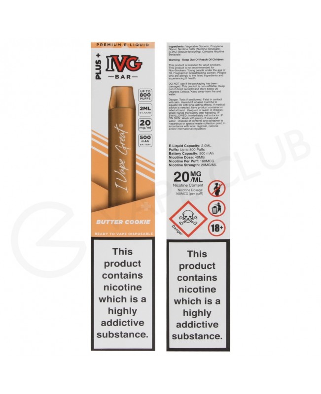 Butter Cookie IVG Bar Plus Disposable Vape