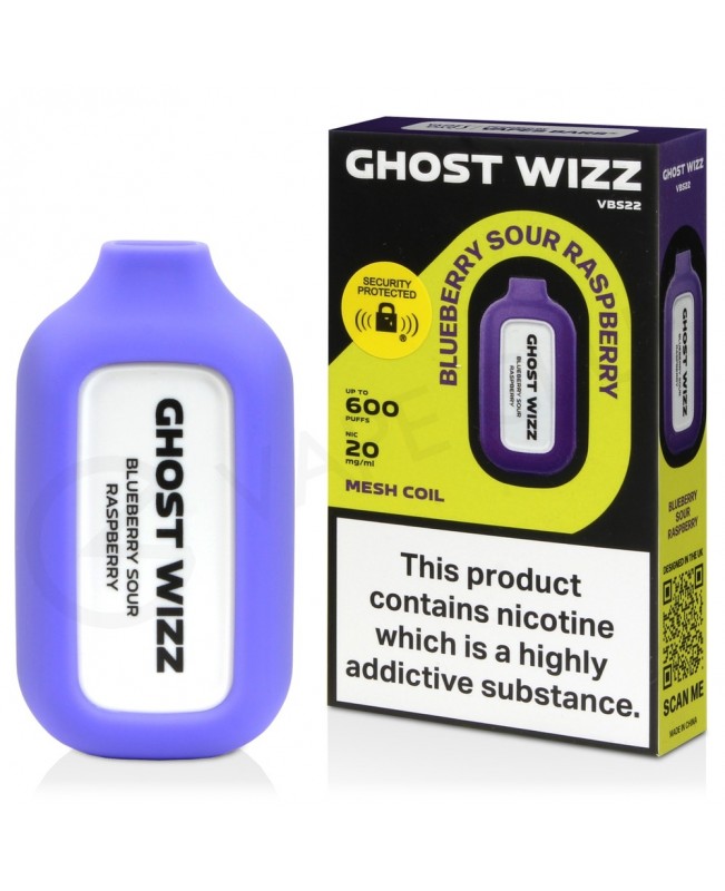 Blueberry Sour Raspberry Vapes Bars Ghost Wizz Disposable Vape