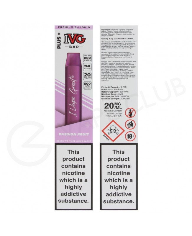 Passionfruit IVG Bar Plus Disposable Vape