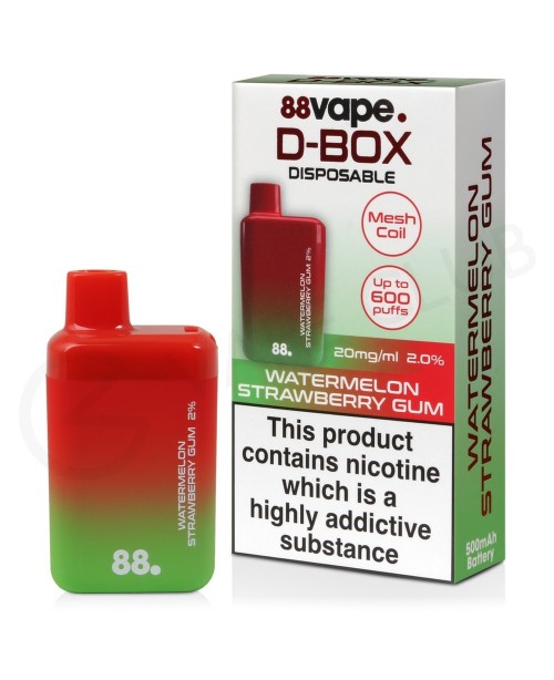 Watermelon Strawberry Gum 88Vape D-Box Disposable ...