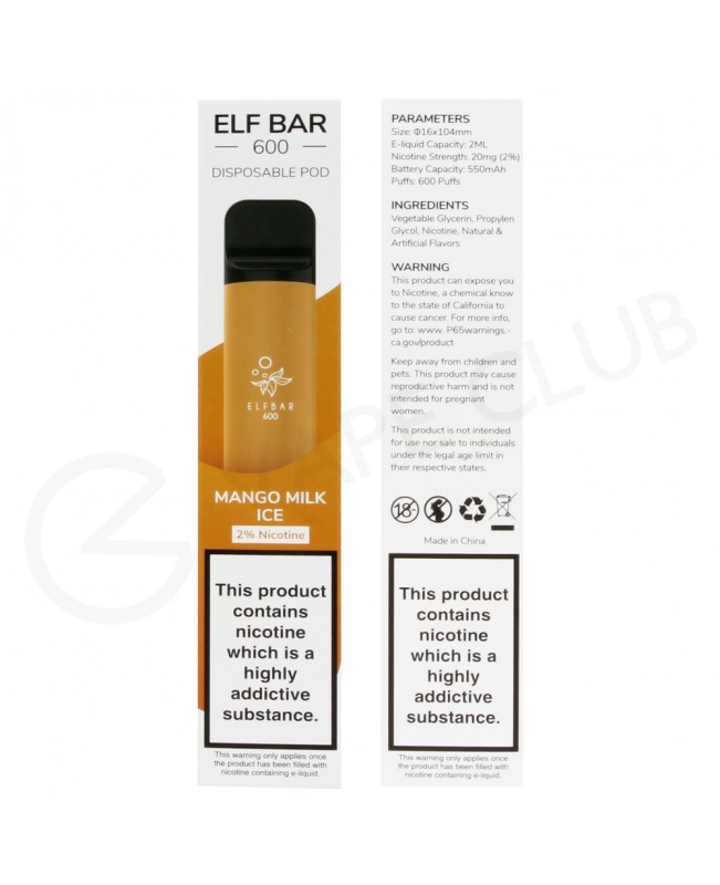 Mango Milk Ice Elf Bar Disposable Vape