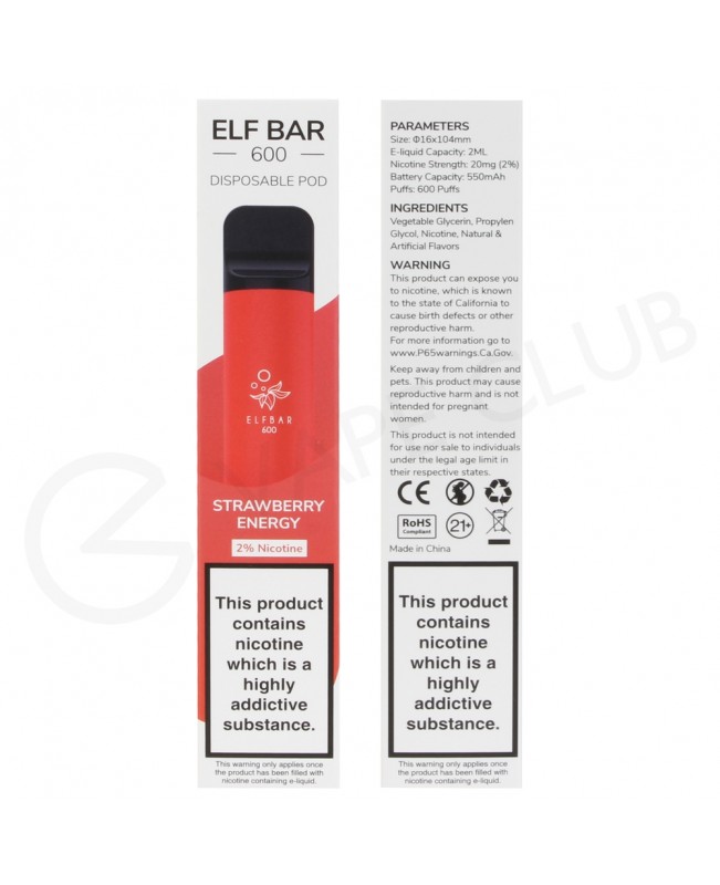 Strawberry Energy Elf Bar Disposable Vape