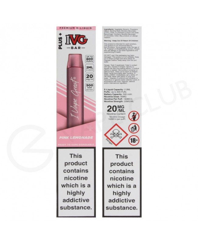 Pink Lemonade IVG Bar Plus Disposable Vape