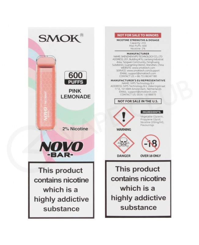 Pink Lemonade Smok Novo Bar Disposable Vape