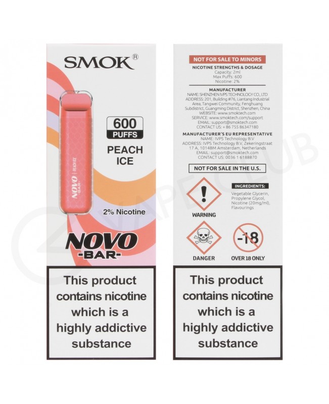 Peach Ice Smok Novo Bar Disposable Vape