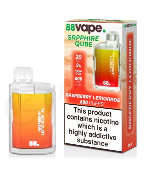 Raspberry Lemonade 88Vape Sapphire Qube Disposable...