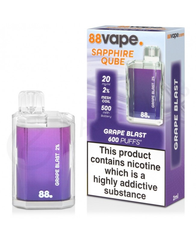 Grape Blast 88Vape Sapphire Qube Disposable Vape