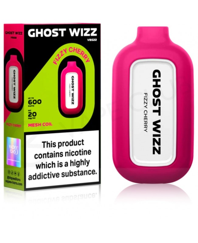 Fizzy Cherry Vapes Bars Ghost Wizz Disposable Vape