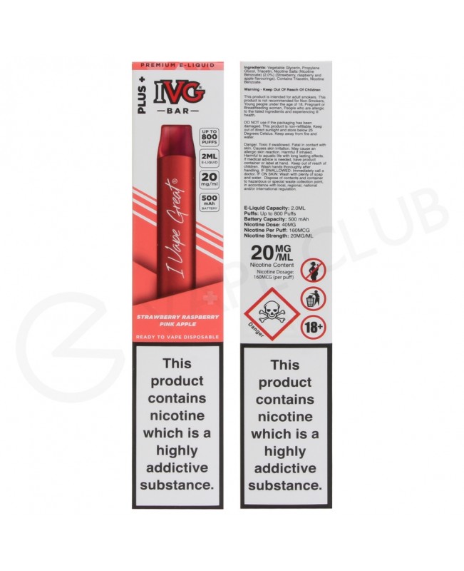 Strawberry Raspberry Pink Apple IVG Bar Plus Disposable Vape