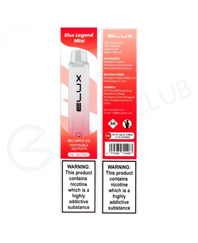 Red Apple Ice Elux Legend Mini Disposable Vape