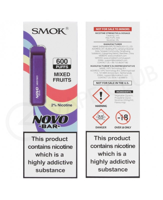 Mixed Fruit Smok Novo Bar Disposable Vape